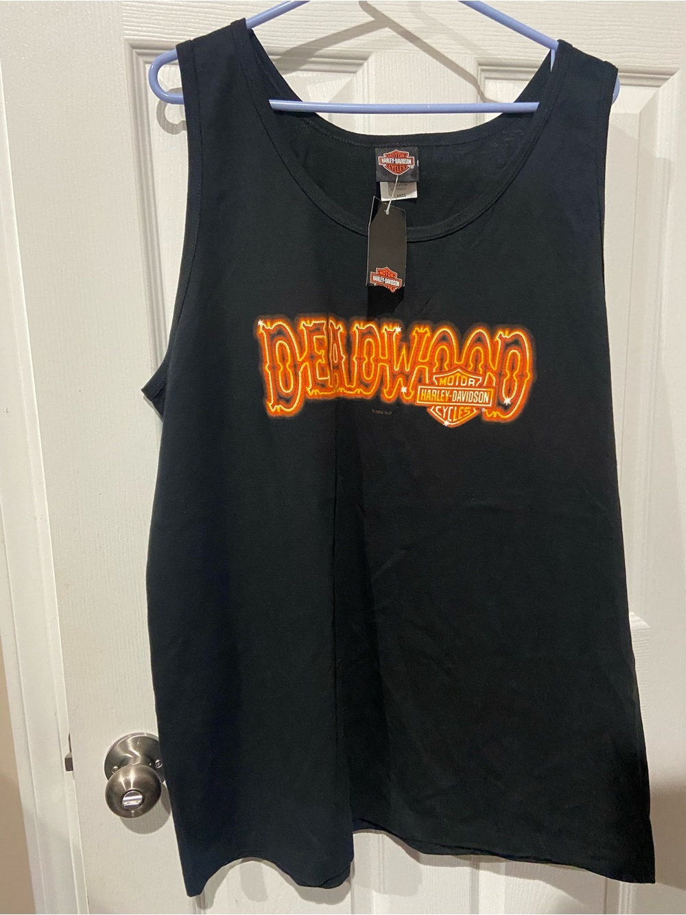 Harley-Davidson Black Tank with Vibrant Orange Delwood Logo
